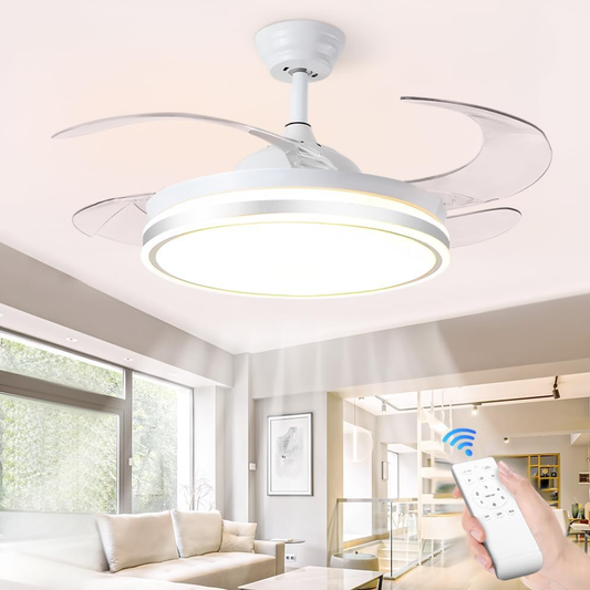 Ventilador de Techo LED con Aspas Plegables, Luz Regulable y Mando a Distancia