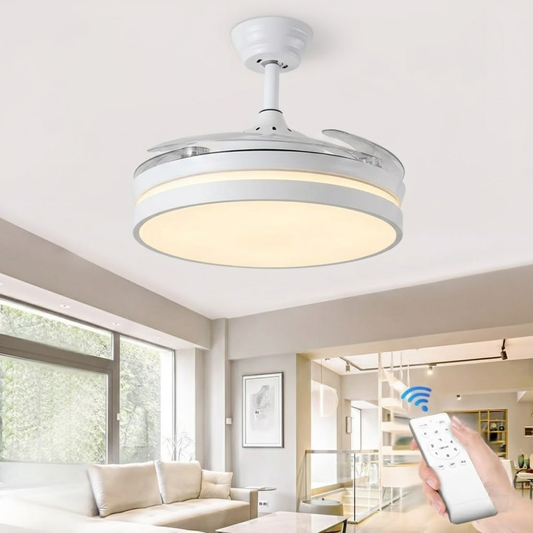 Ventilador de Techo LED con Aspas Plegables, Luz Regulable y Mando a Distancia