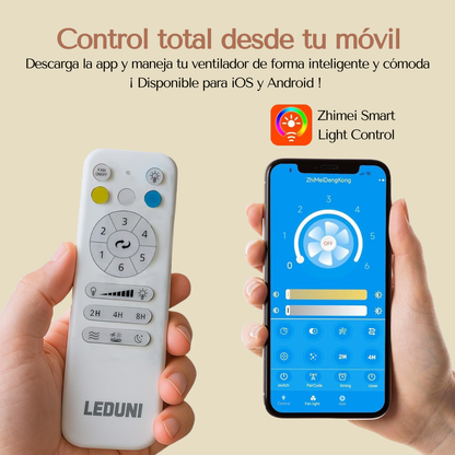 Ventilador de Techo LED con Aspas Plegables, Luz Regulable y Mando a Distancia