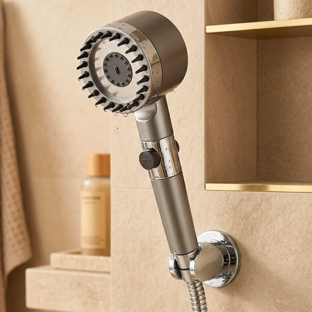 Cabezal de Ducha Turbo Alta Presión | Efecto Spa y Ahorro de Agua